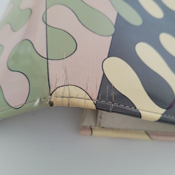 Emilio Pucci Geometric Leather Wallet Abstract Designer Italian Multicolor Large - Picture 8 of 11